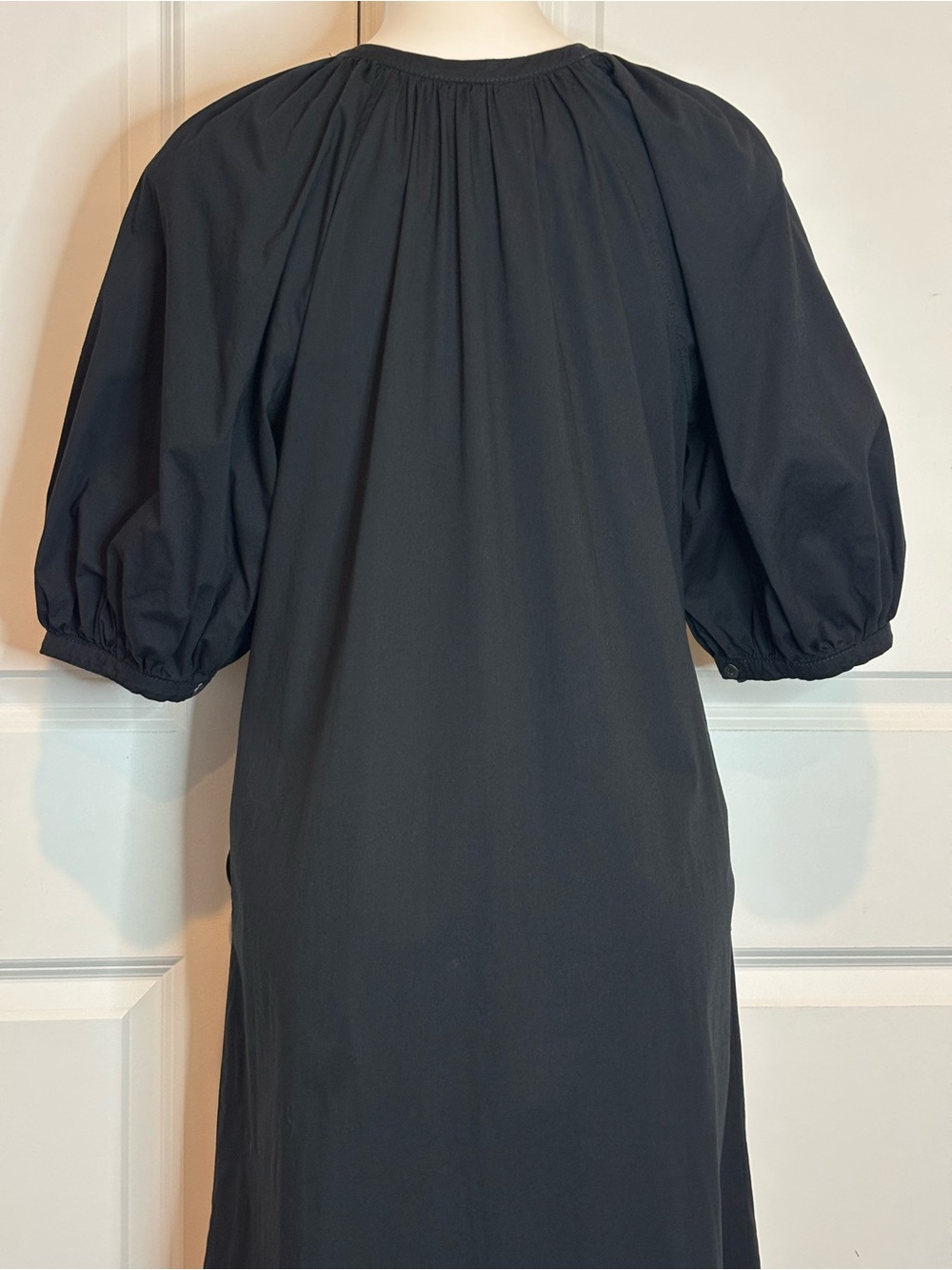 STAUD Black Button-Front Maxi Dress with Balloon Sleeves - Picture 9 of 13